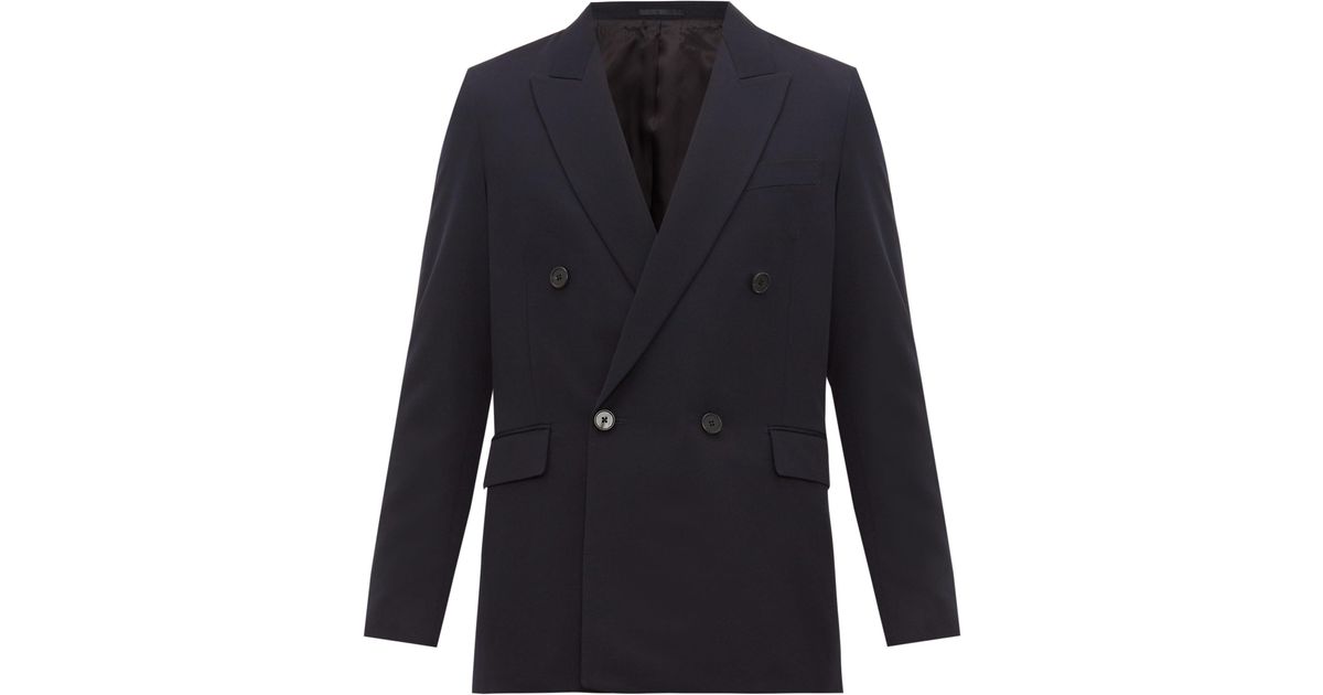 The Row Wool Colin Double-breasted Suit Jacket in Navy (Blue) for Men - Lyst