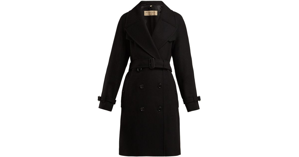 Burberry Cranston Wool-blend Trench Coat in Black - Lyst