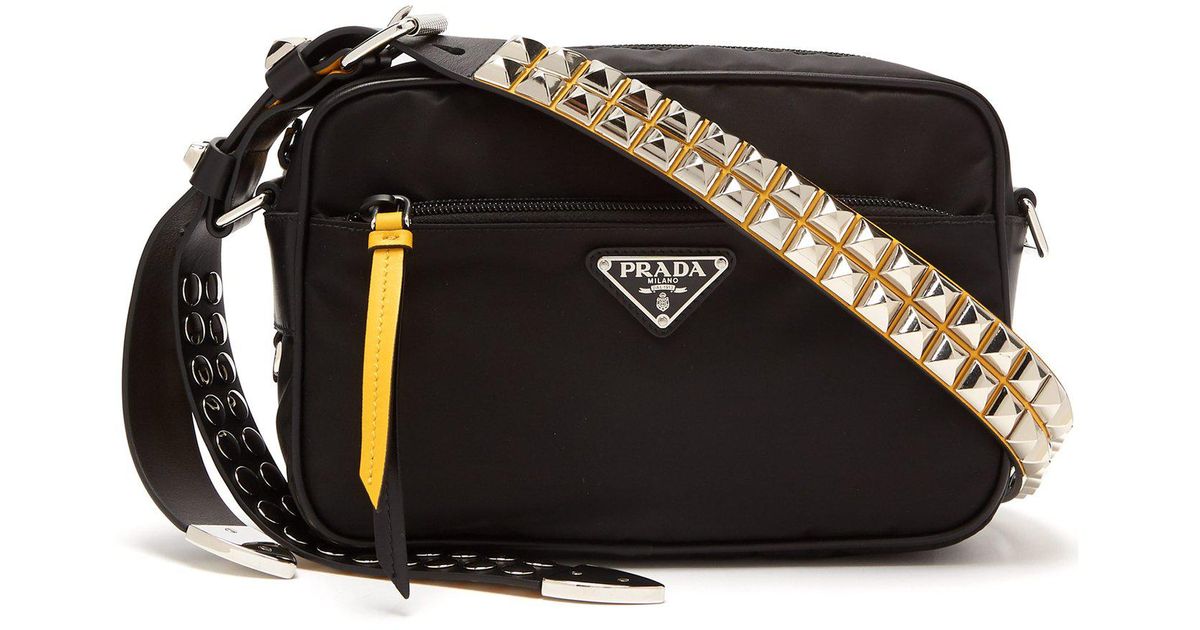 Prada Studembellished Strap Nylon Crossbody Bag in Black Lyst
