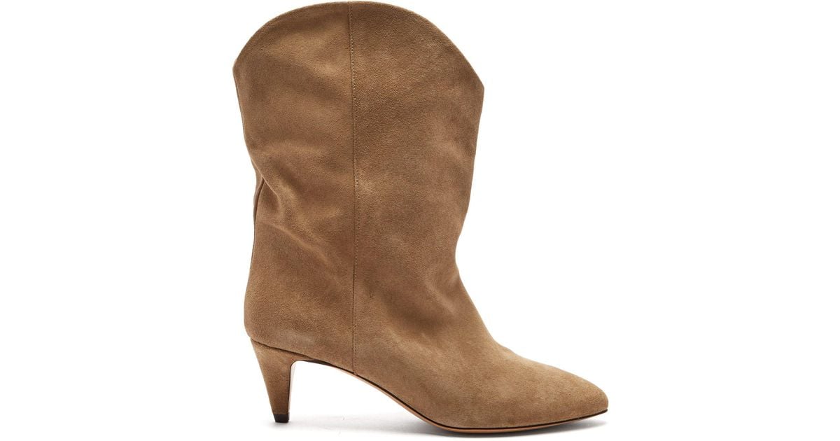 Isabel Marant Dernee Suede Ankle Boots in Natural | Lyst