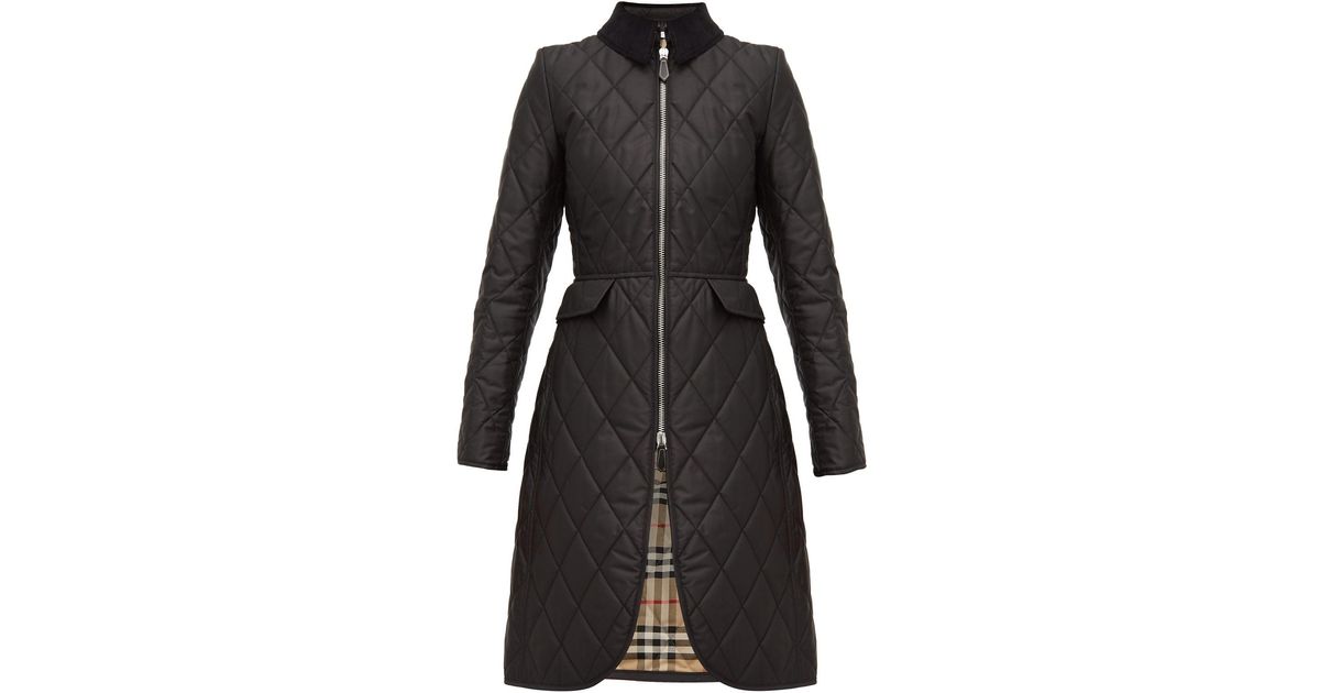 Burberry Corduroy Ongar Vintage Check-lined Quilted Coat in Black | Lyst  Canada