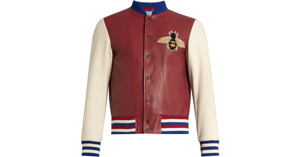 gucci leather bomber jacket