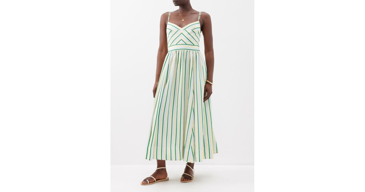 La Ligne Tracey Striped Midi Dress in Green | Lyst