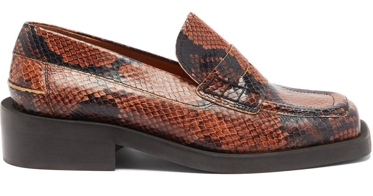 ganni snake loafers