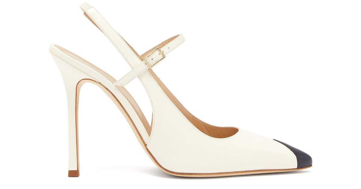 Alessandra Rich Leather Pointed Pumps in White - Save 16% - Lyst