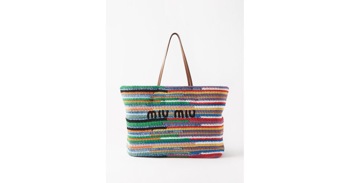 Miu Miu Logoappliqué Crocheted Tote Bag Lyst UK