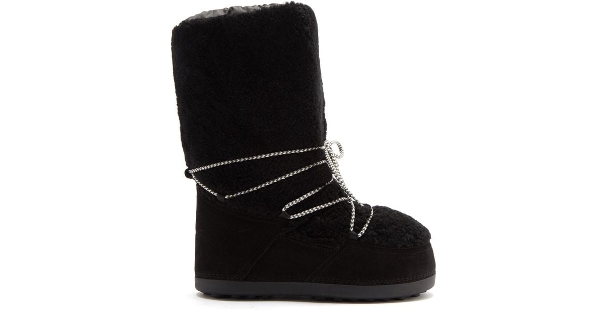 Bogner Cervinia Shearling And Suede Snow Boots in Black - Lyst