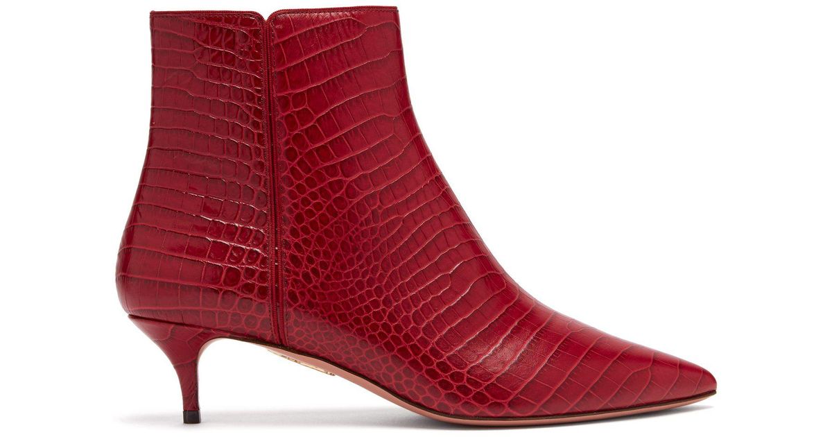 red crocodile ankle boots