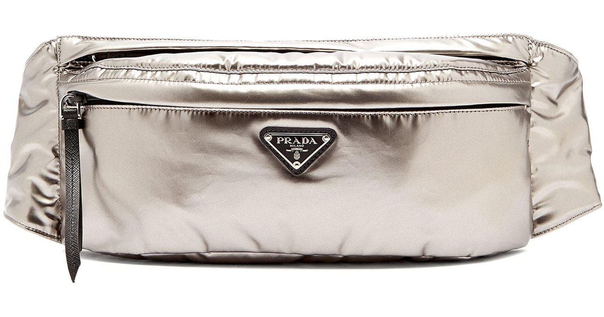 Prada Metallic Double Zip Belt Bag | Lyst