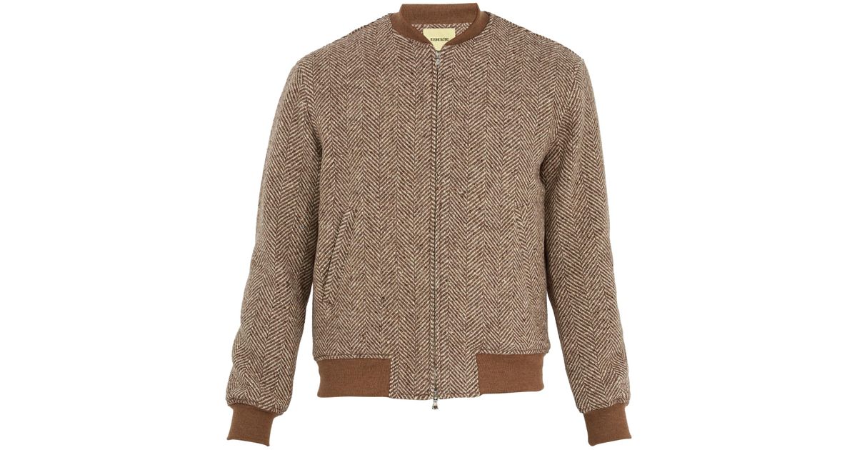 mens herringbone bomber jacket