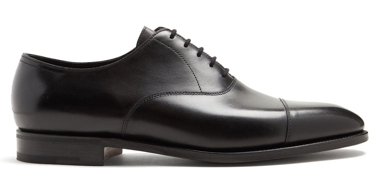 John Lobb City Ii Burnished-leather Oxford Shoes in Black for Men