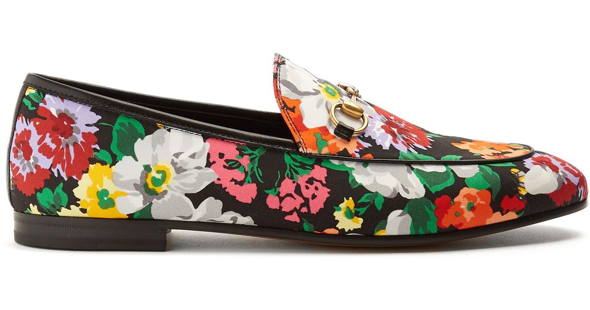 gucci floral print loafers