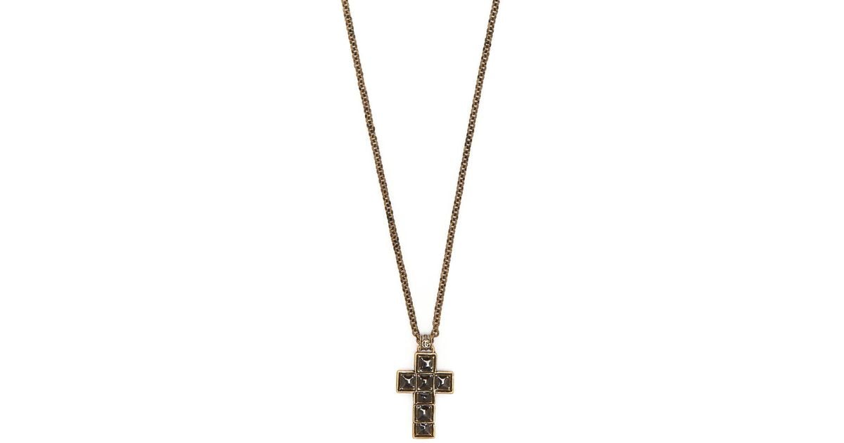 voldsom undskyld Kvalifikation Gucci Cross Pendant Necklace in Black for Men | Lyst