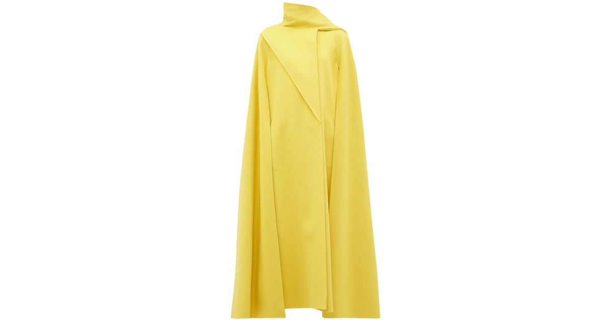 Valentino Draped-panel Wool-blend Cape Coat In Yellow Lyst, 47% OFF