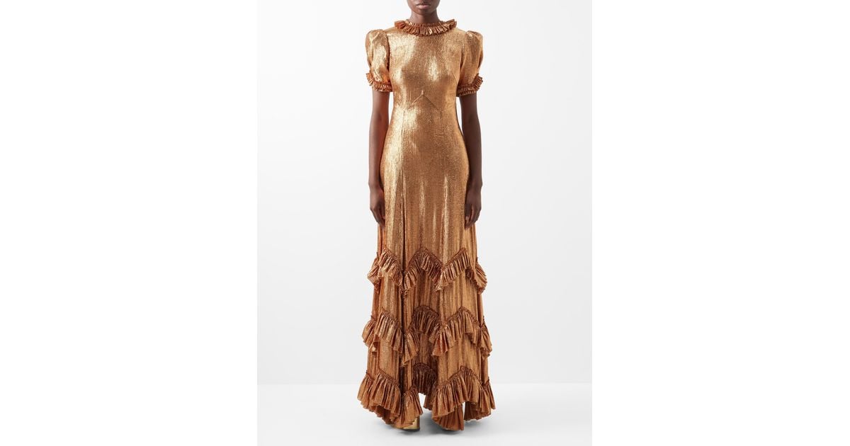 The Vampire's Wife Wool The Skyrocket Ruffled Lamé Gown in Copper ...