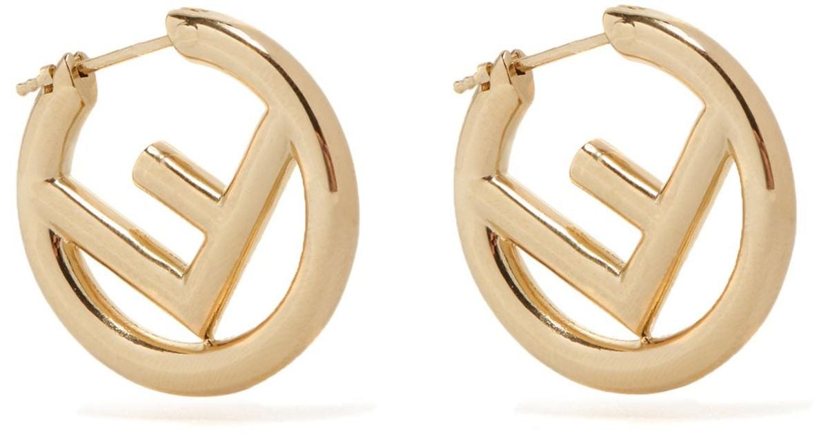 Fendi F Is Fendi Hoop Earrings - Gold-Tone Metal Hoop, Earrings - FEN289752