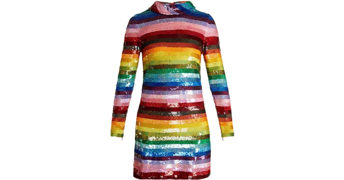 rainbow sequin dress long sleeve Big ...