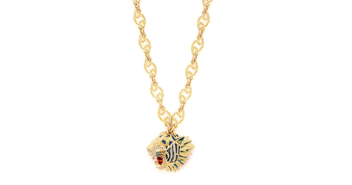 Gucci Roaring Tiger Pendant Necklace in 