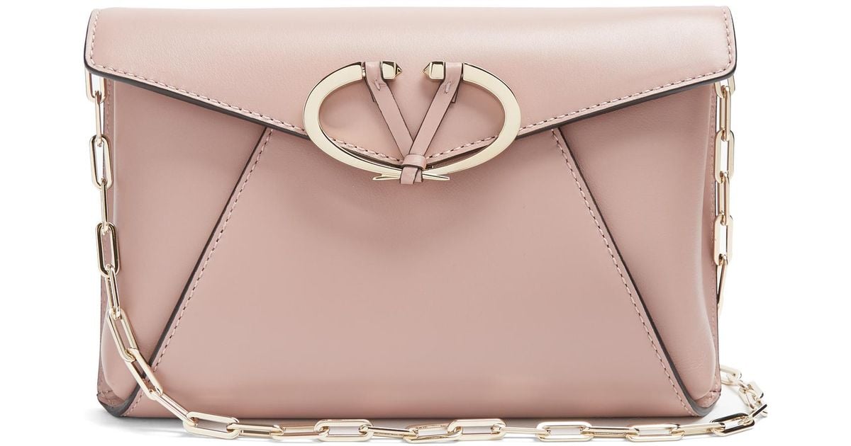 Valentino V Rivet Leather Clutch Bag in Light Pink (Pink) - Lyst