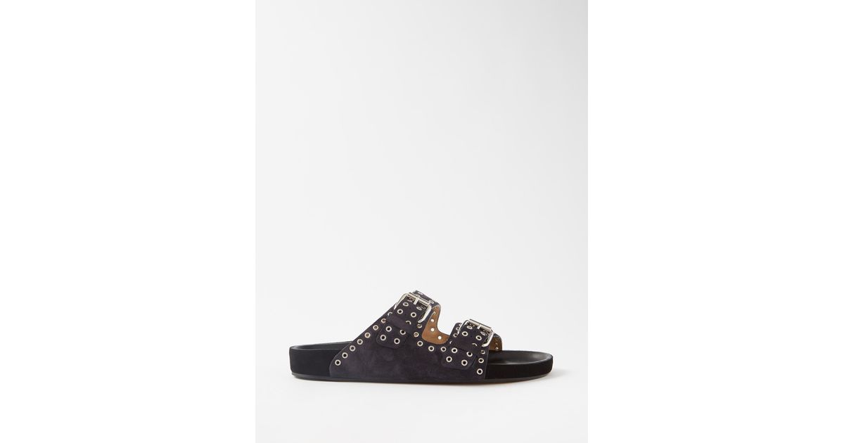 isabel marant lennyo grommet suede slides