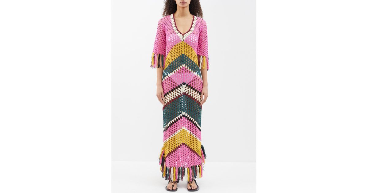 Dodo Bar Or Oxia Open-back Cotton-crochet Dress in Pink | Lyst