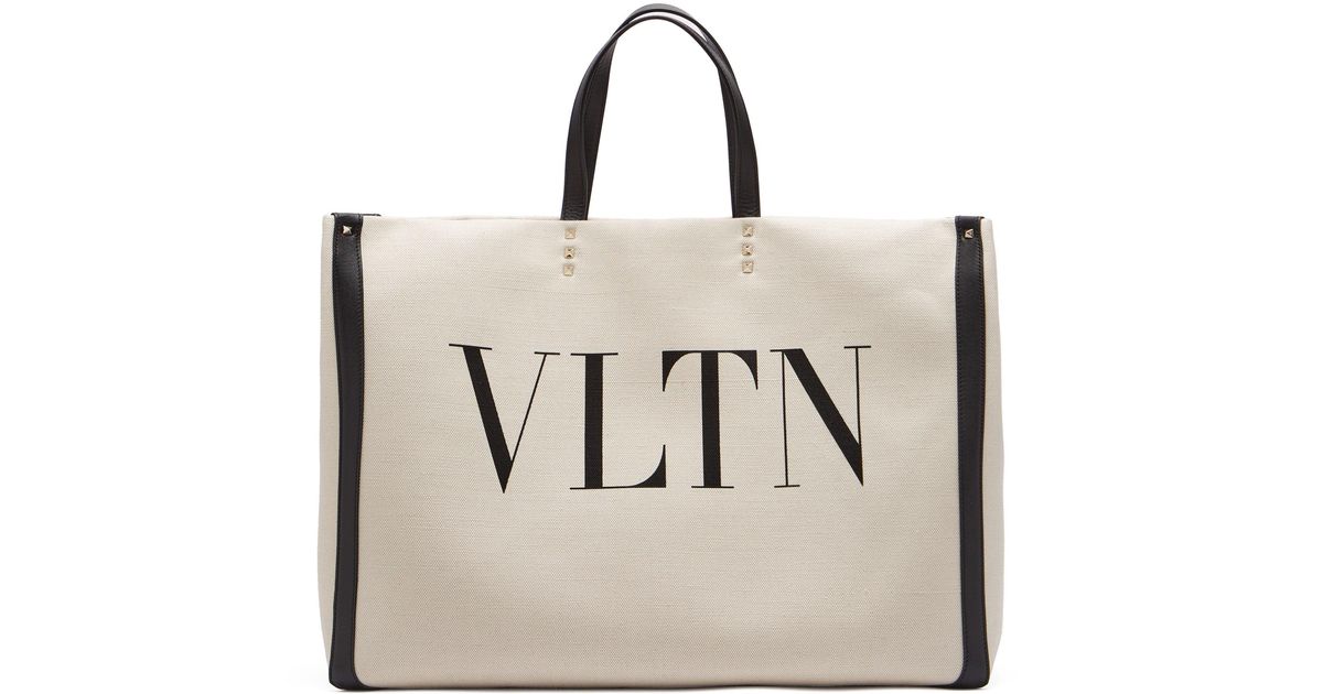 Valentino Grand Plage Large Canvas Bag in Natural - Lyst