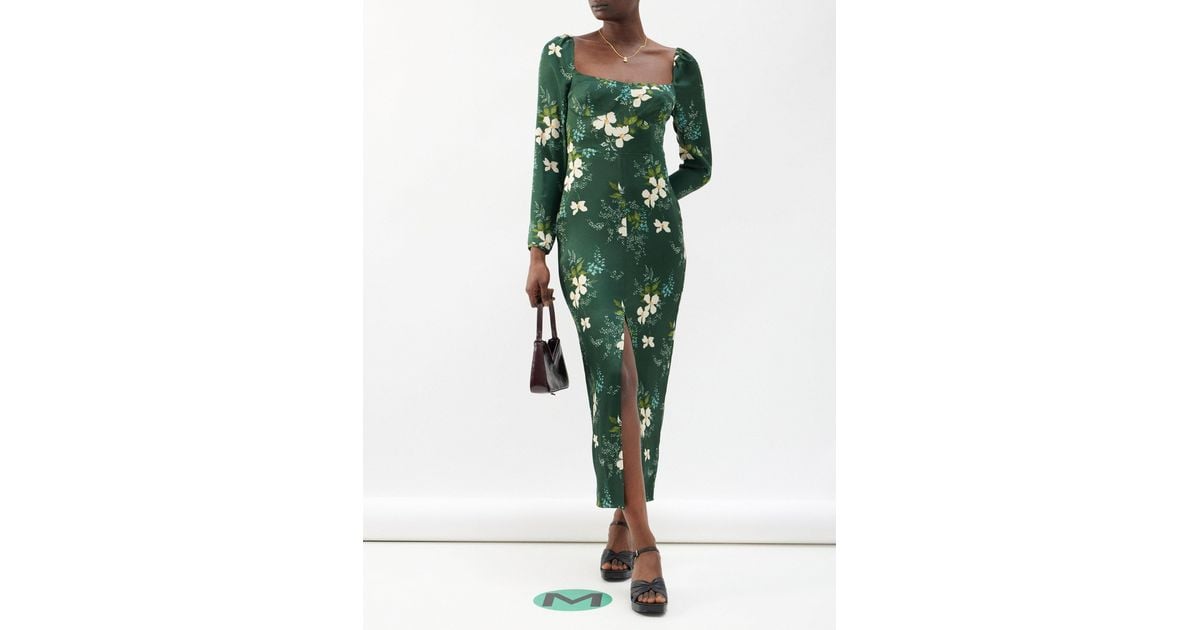 Reformation Chaylyn Ric Rac-trimmed Floral-print Crepe Midi Dress in  Natural