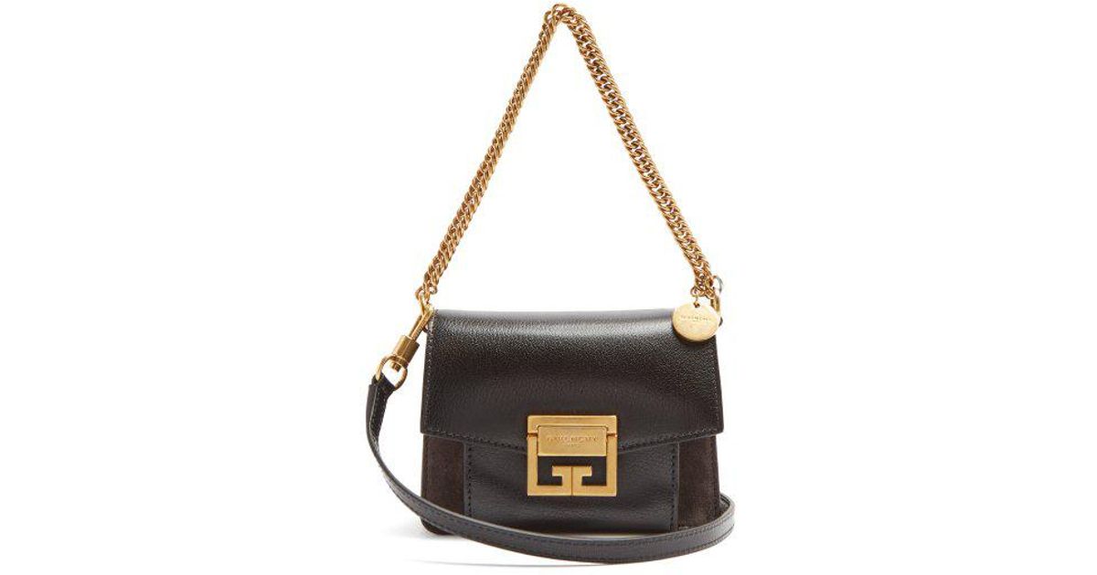 Givenchy Gv3 Mini Suede And Leather Cross Body Bag in Black Lyst
