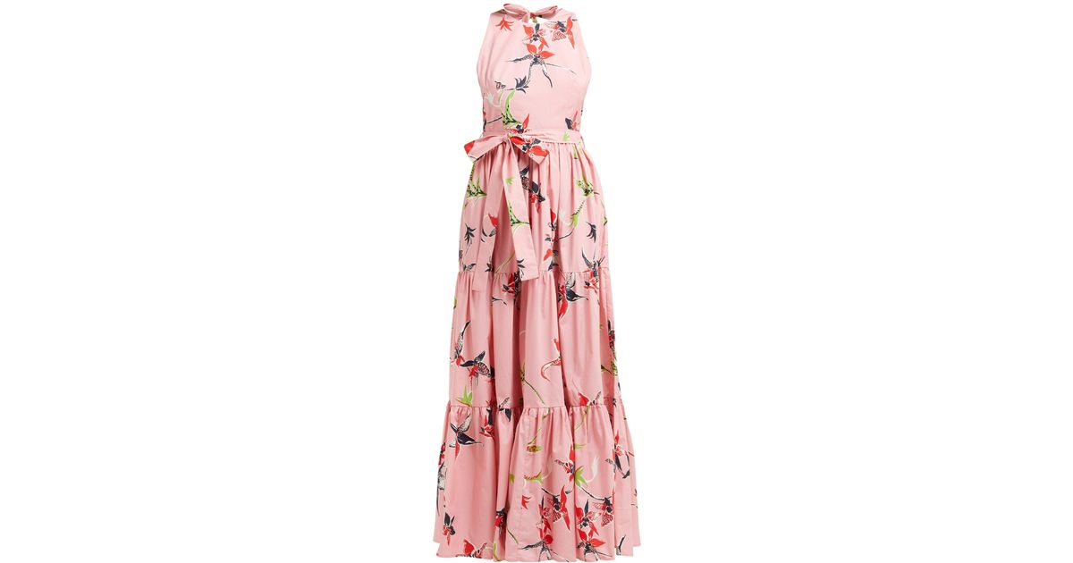La DoubleJ Pellicano American-print Cotton-poplin Maxi Dress in Pink ...