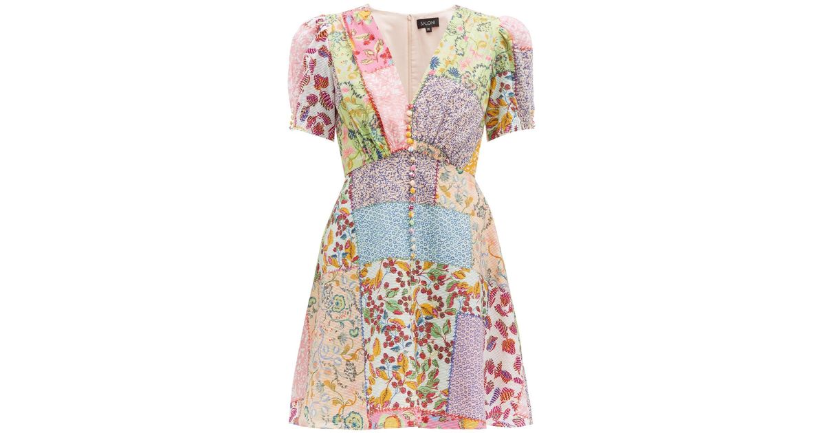 Saloni Lea Patchwork-print Cotton-blend 