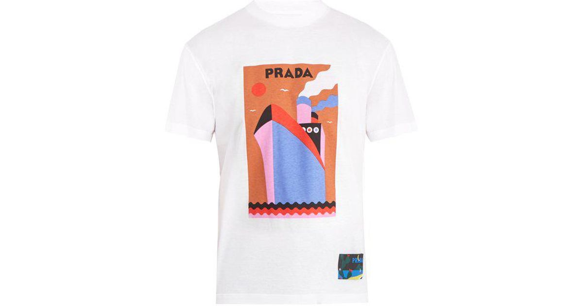 Prada Boat-print Cotton T-shirt in 
