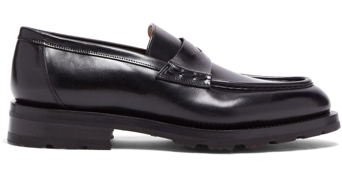Santoni Chunky-sole Leather Loafers in Black for Men - Lyst