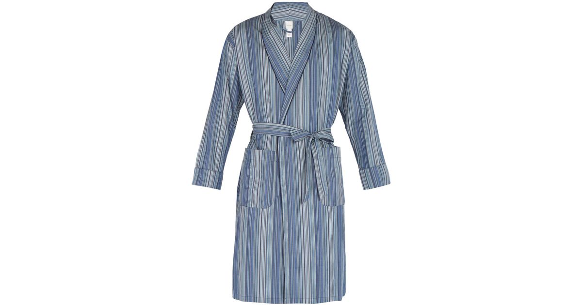 Paul Smith Blue Signature Stripe Cotton Dressing Gown for Men | Lyst