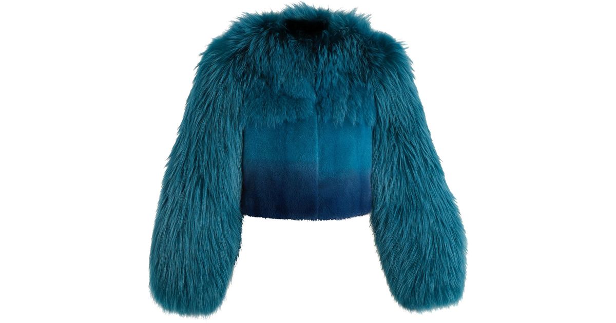 Versace Degradé Fur Jacket in Blue - Lyst