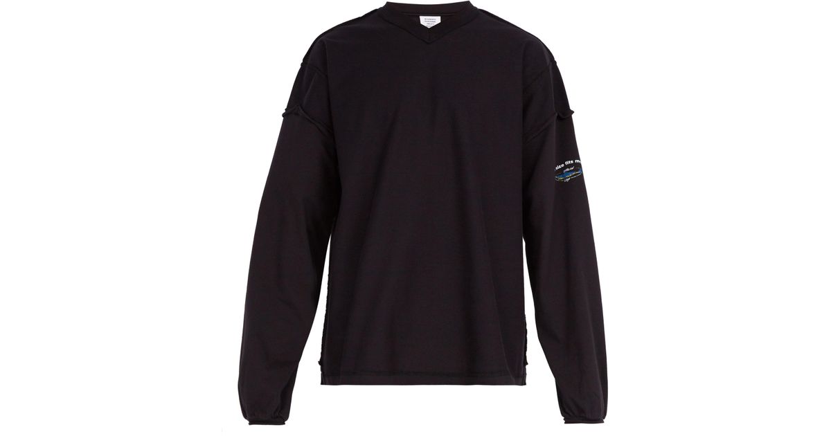 Vetements Black Inside-out Long Sleeve Cotton T-shirt for men