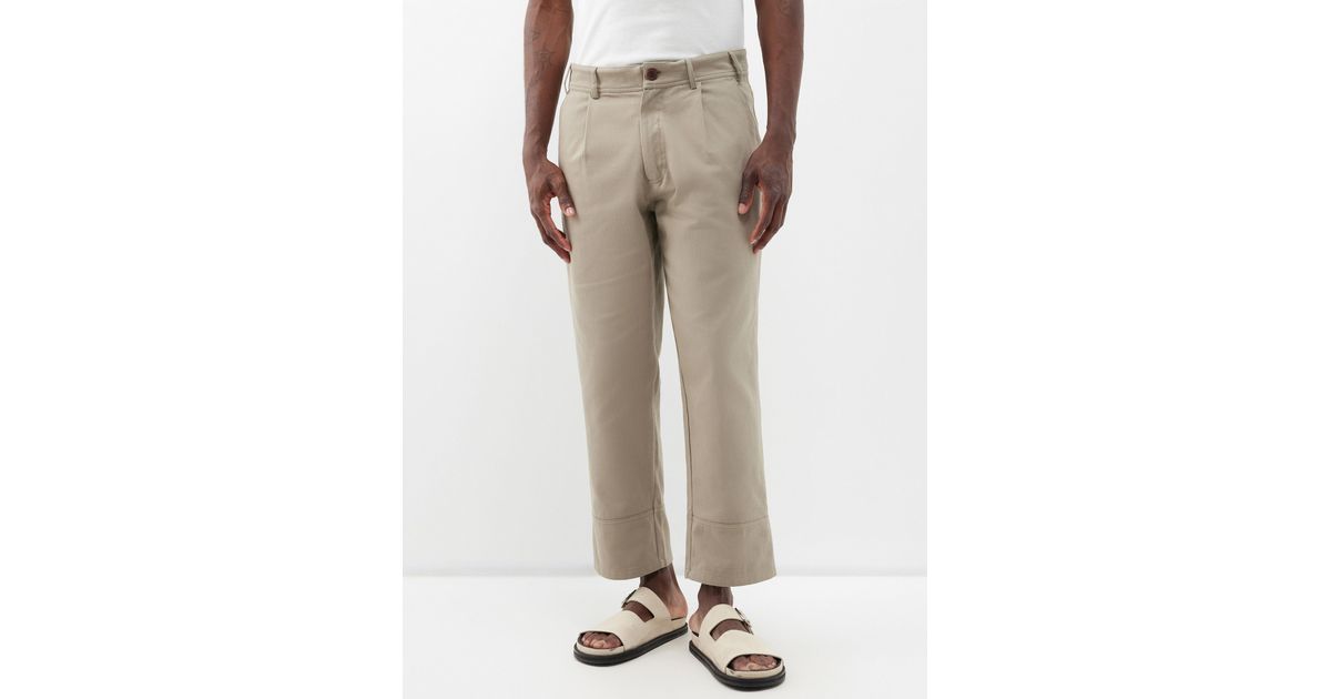 Marané Tony Organic-cotton Cropped Trousers in Natural for Men | Lyst