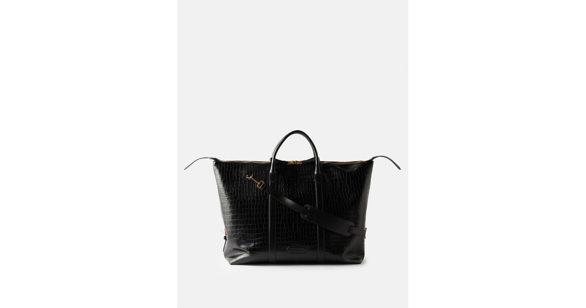 Tom Ford Crocembossed Leather Holdall in Black for Men Lyst
