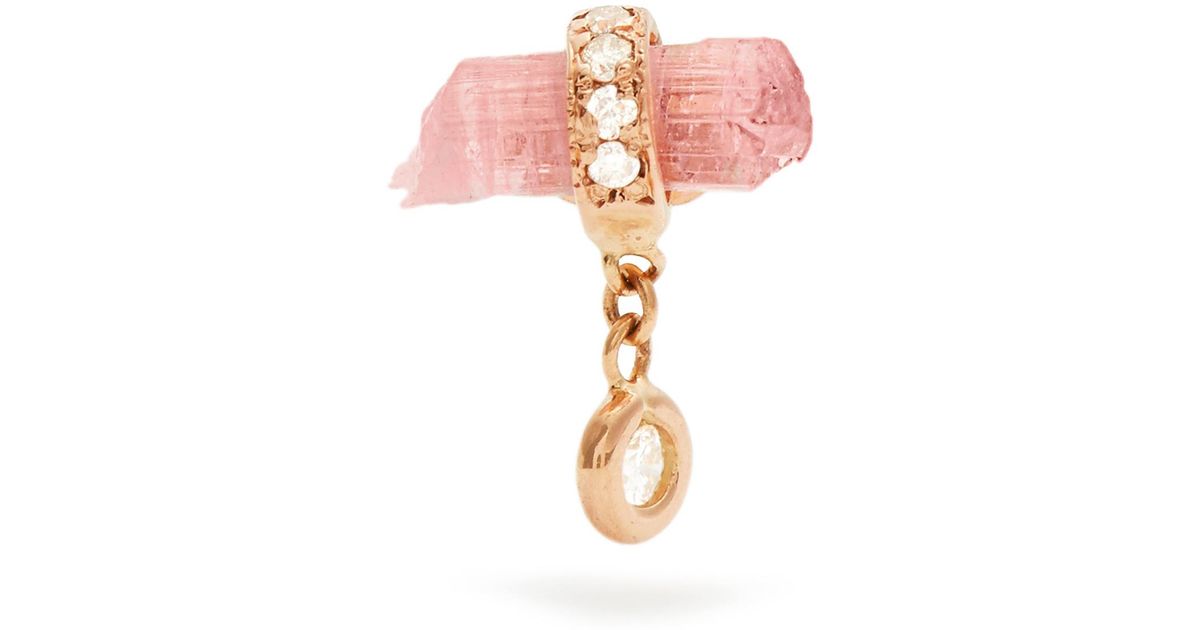 Jacquie Aiche Diamond Tourmaline Rose Gold Earring In Pink Lyst Tourmaline Rose Gold Earring In Pink