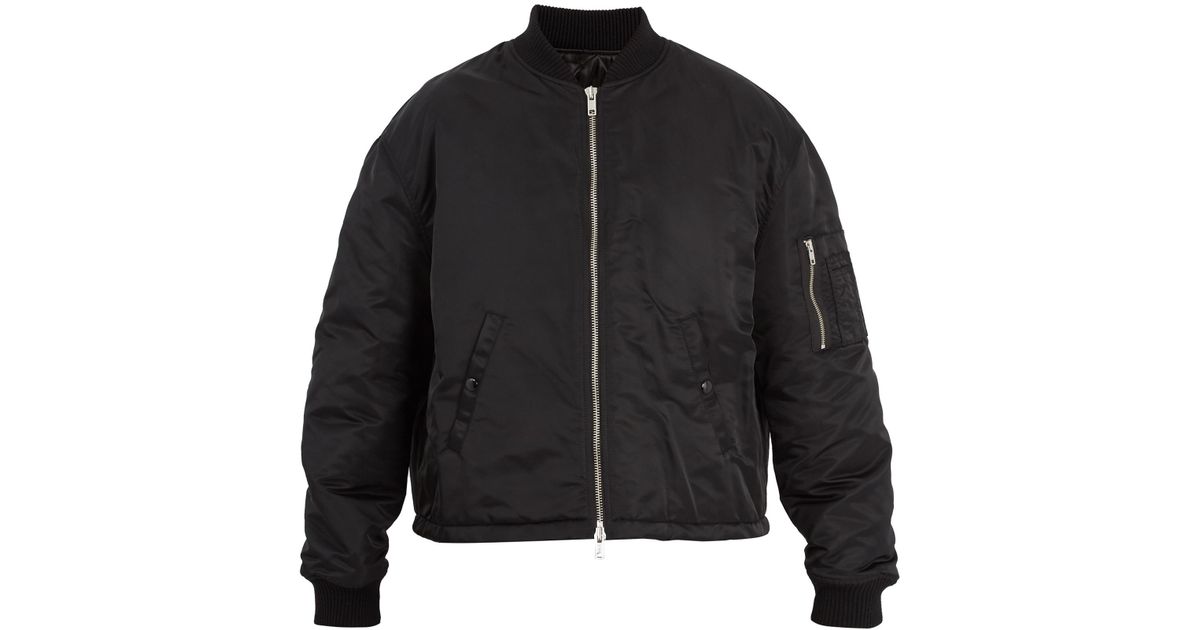 Raf Simons Synthetic Any Way Out?-print Nylon Bomber Jacket in Black ...