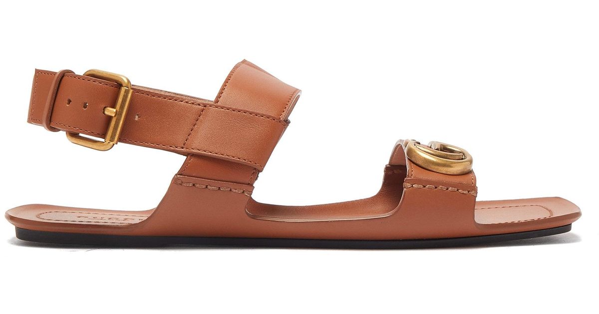 Gucci Sonique Gg Leather Sandals in Brown | Lyst Canada