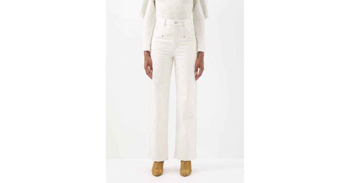 Isabel Marant Denim Dileskoa High-rise Wide-leg Jeans in Ivory (White