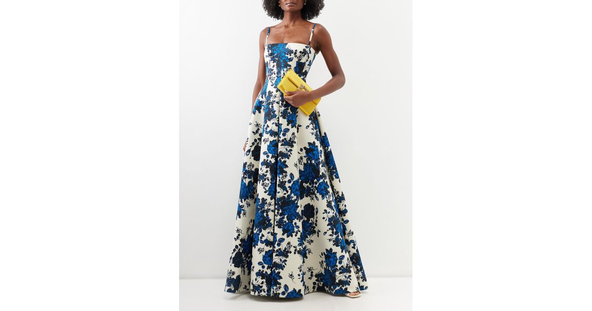 Emilia Wickstead Oceana Floral print Taffeta Gown in Blue Lyst