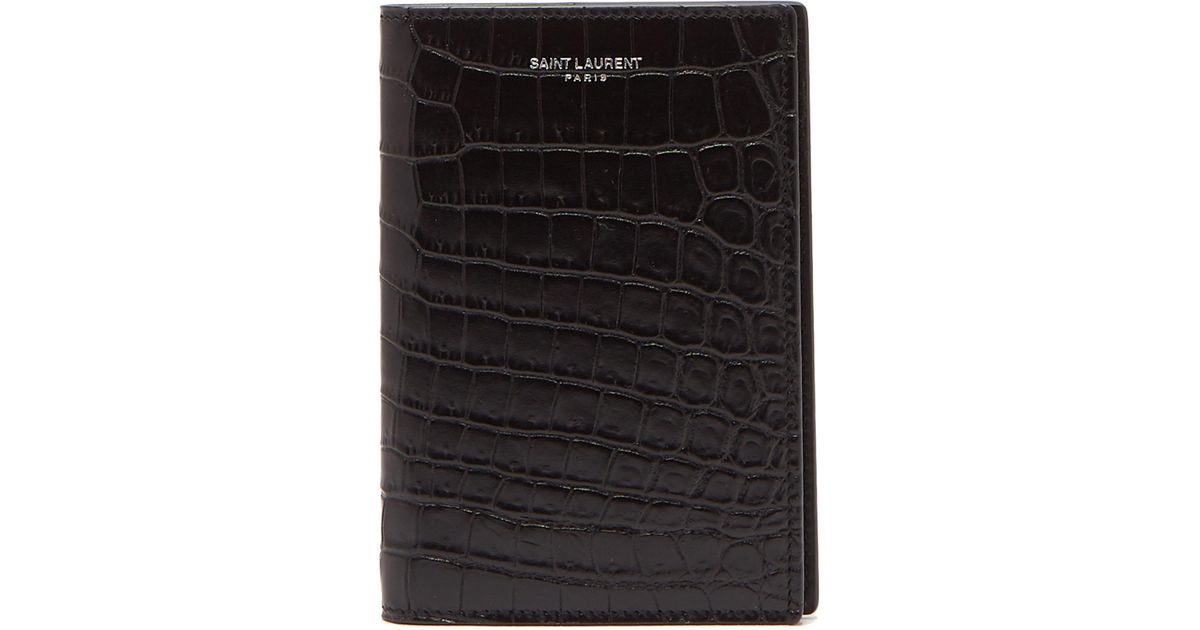Étui pour passeport en cuir effet crocodile Saint Laurent pour homme en  coloris Noir | Lyst