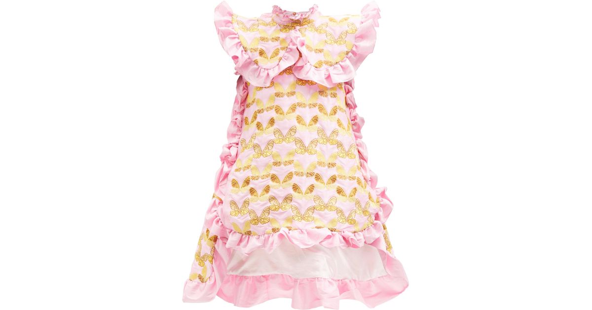 Kika Vargas Teresa Butterfly-embroidered Silk-blend Dress in Pink | Lyst UK