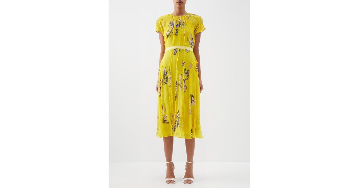 Jason Wu Floral-print Silk-chiffon Midi Dress in Yellow | Lyst