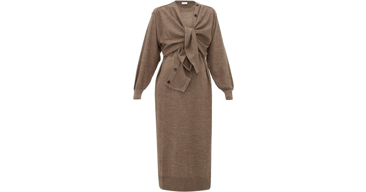Layered Wool Blend Cardigan Dress 