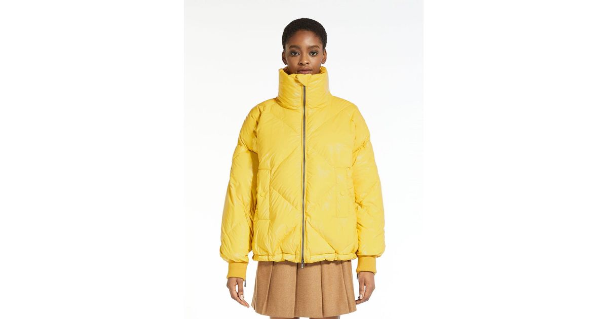 Max Mara Waterrepellent Taffeta Down Jacket in Yellow Lyst
