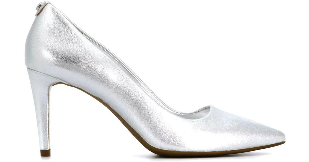 Michael Kors Silver Leather Pumps in 