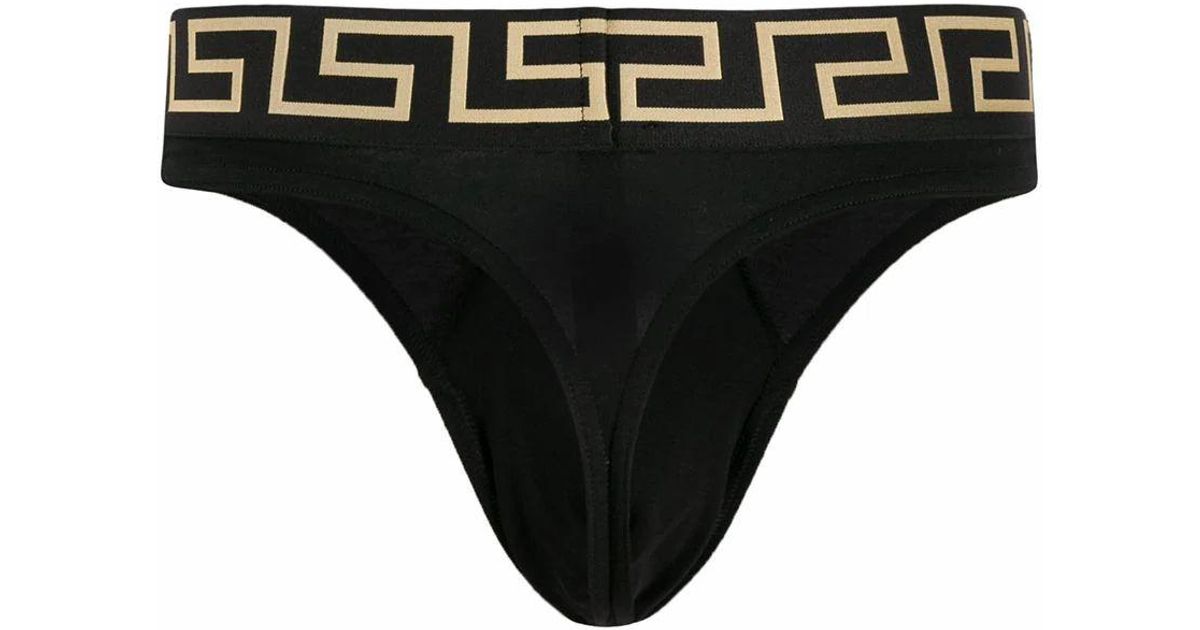 Versace Greca Border Briefs in Black for Men | Lyst