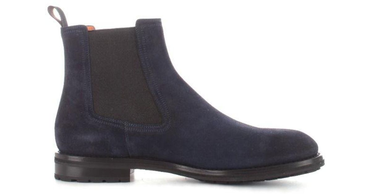 Santoni Suede Ankle Boots in Blue for Men - Lyst